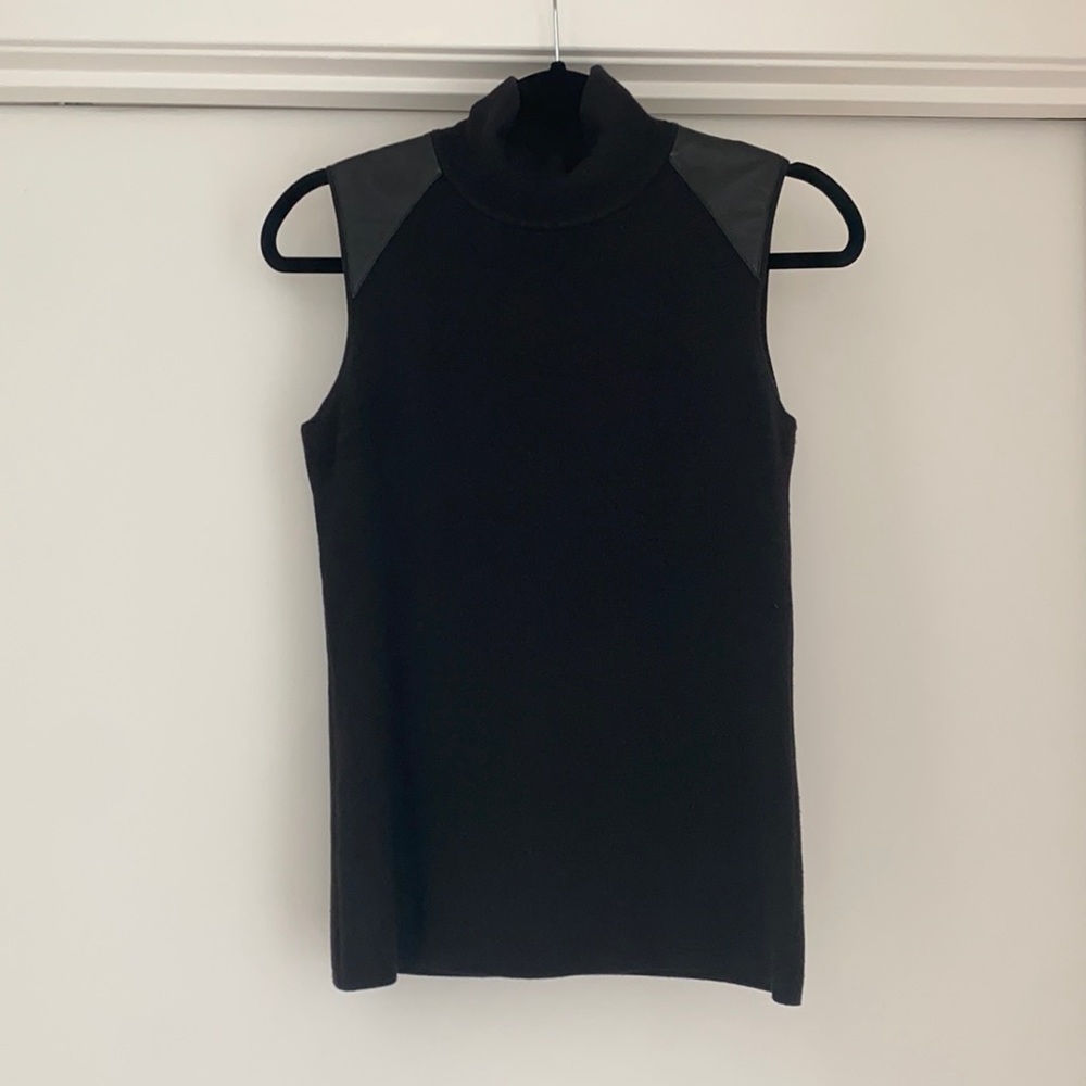 J Brand Turtleneck with Leather Trim